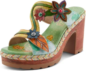 Spring Step L'Artiste Women's DREAMT Hand-Painted Slide Sandals - Lightweight Platform, Multicolor Jute Wrapping