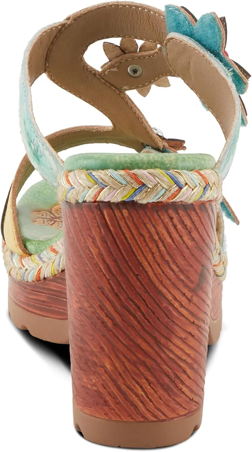 Spring Step L'Artiste Women's DREAMT Hand-Painted Slide Sandals - Lightweight Platform, Multicolor Jute Wrapping