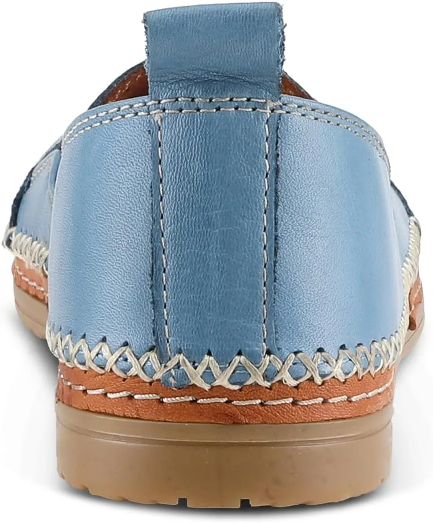 Spring Step Women's Ingrid Slip-On Premium Leather Loafers - Laser Cutout Design, Elastic Goring, Lightweight Flat Sole