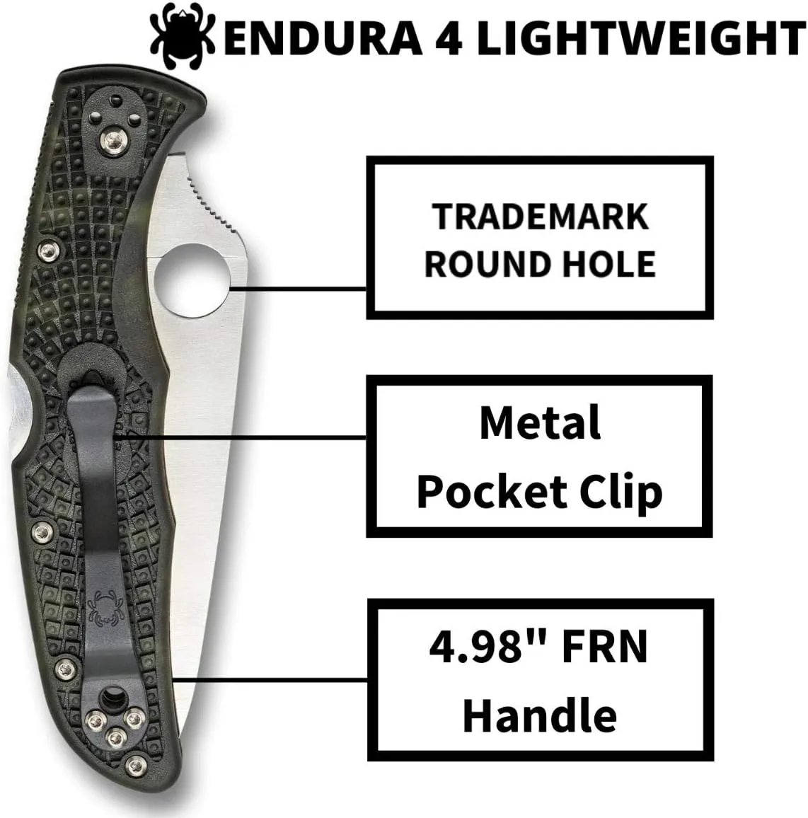 Spyderco Endura 4 Lightweight Signature Knife with 3.80" VG-10 Steel Blade and Zome Green FRN Handle - PlainEdge - C10ZFPGR