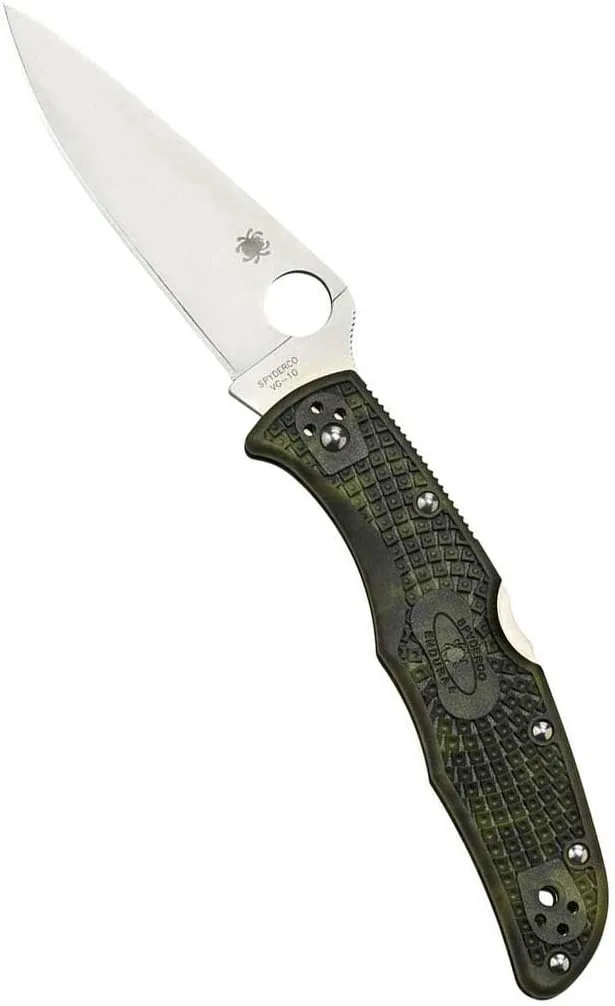 Spyderco Endura 4 Lightweight Signature Knife with 3.80" VG-10 Steel Blade and Zome Green FRN Handle - PlainEdge - C10ZFPGR