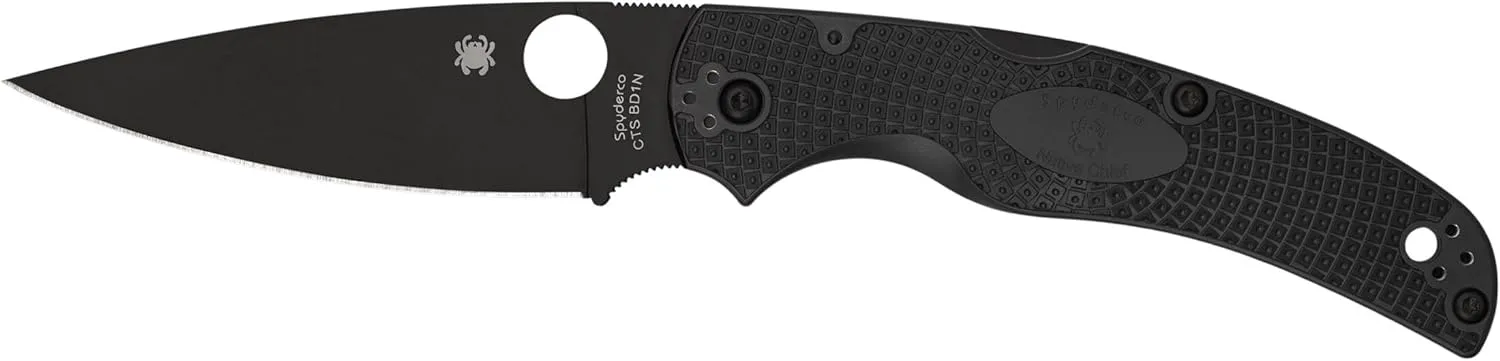 Spyderco Native Chief Lightweight Folding Utility Pocket Knife - 4.02" Black Blade, CTS BD1N Stainless Steel Blade, FRN Handle, PlainEdge - C244PBBK