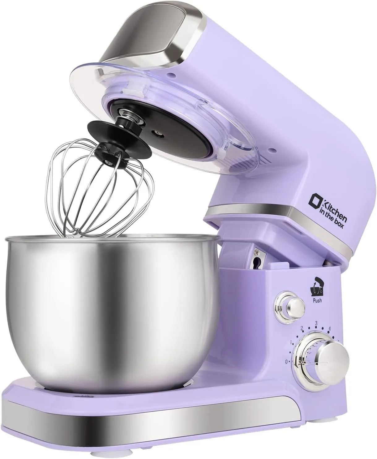 Stand Mixer, Kitchen in the box 3.2Qt Small Electric Food Mixer,6 Speeds Portable Lightweight Kitchen Mixer for Daily Use with Egg Whisk,Dough Hook,Flat Beater (Purple) (Renewed)