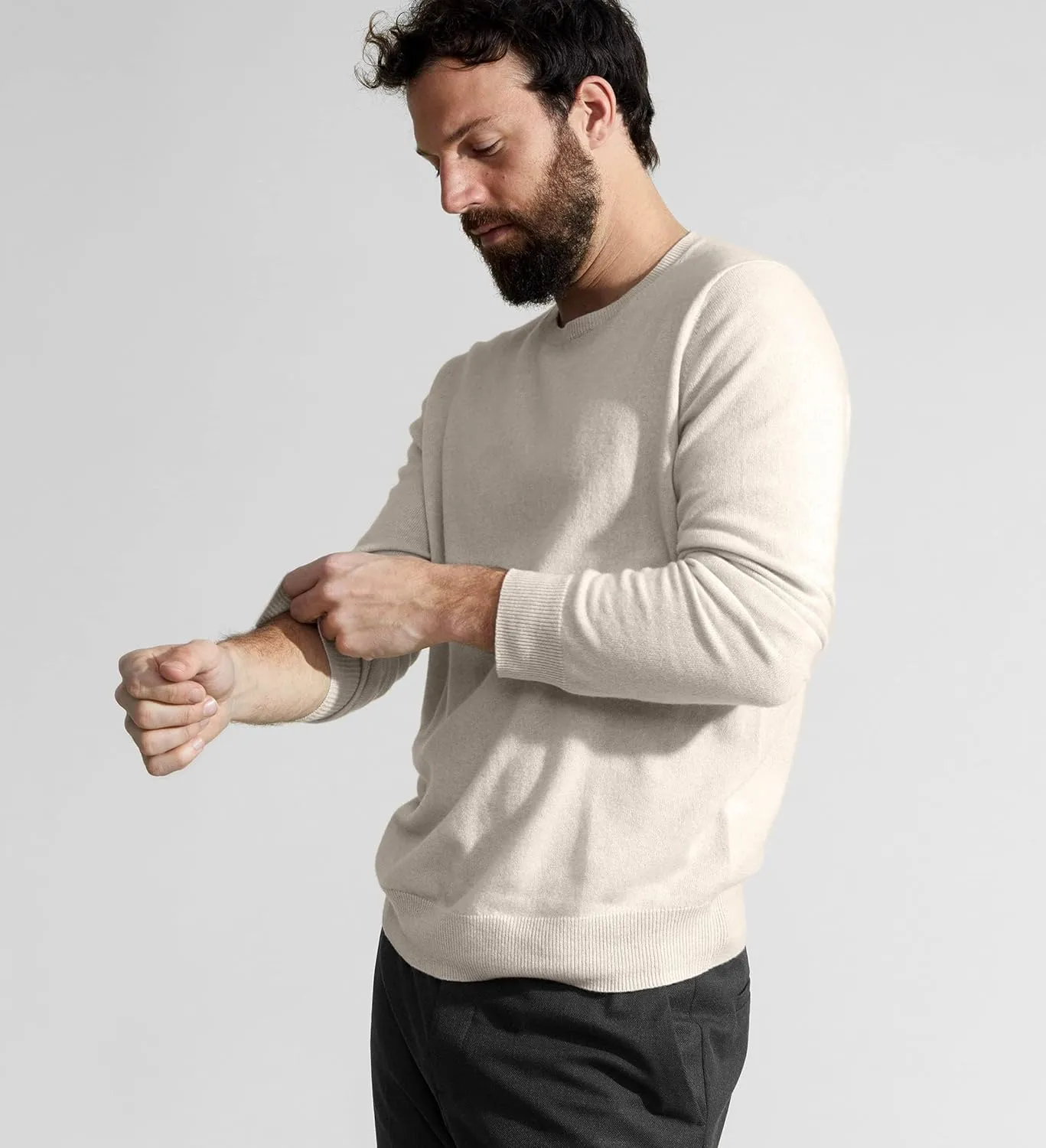 State Cashmere Men's Essential Crewneck Sweater 100% Pure Cashmere Classic Long Sleeve Pullover