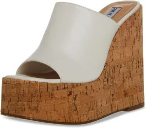Steve Madden Joanne Clear Slip On High Platform Open Toe Wedge Heeled Sandals