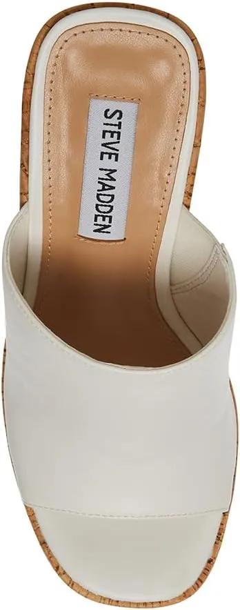 Steve Madden Joanne Clear Slip On High Platform Open Toe Wedge Heeled Sandals