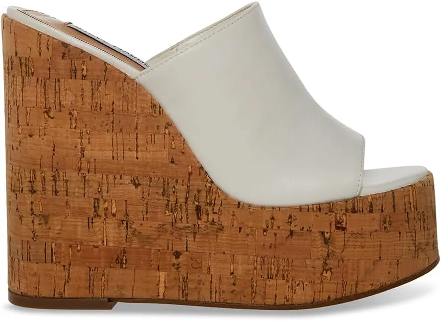 Steve Madden Joanne Clear Slip On High Platform Open Toe Wedge Heeled Sandals
