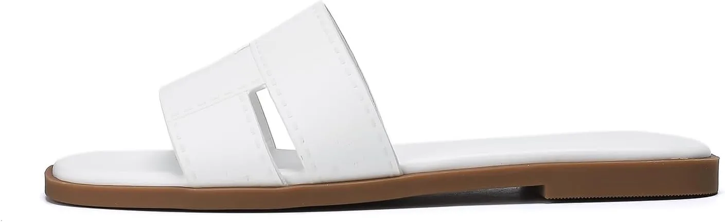 Stratuxx Kaze Women's Flat Sandals Fashion Slip on Open Toe Slides for Women Summer Dressy Size 5-11