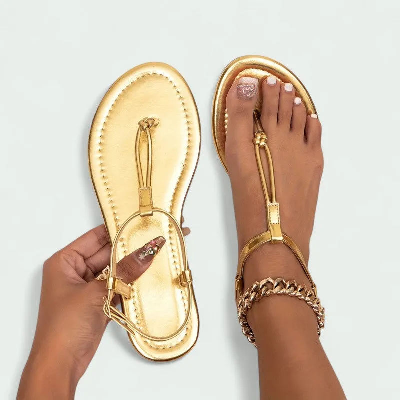 Strazoro | Women's Flat Toe-Post Sandals with Cushioned Sole & Ankle Strap | Lightweight Summer Comfort