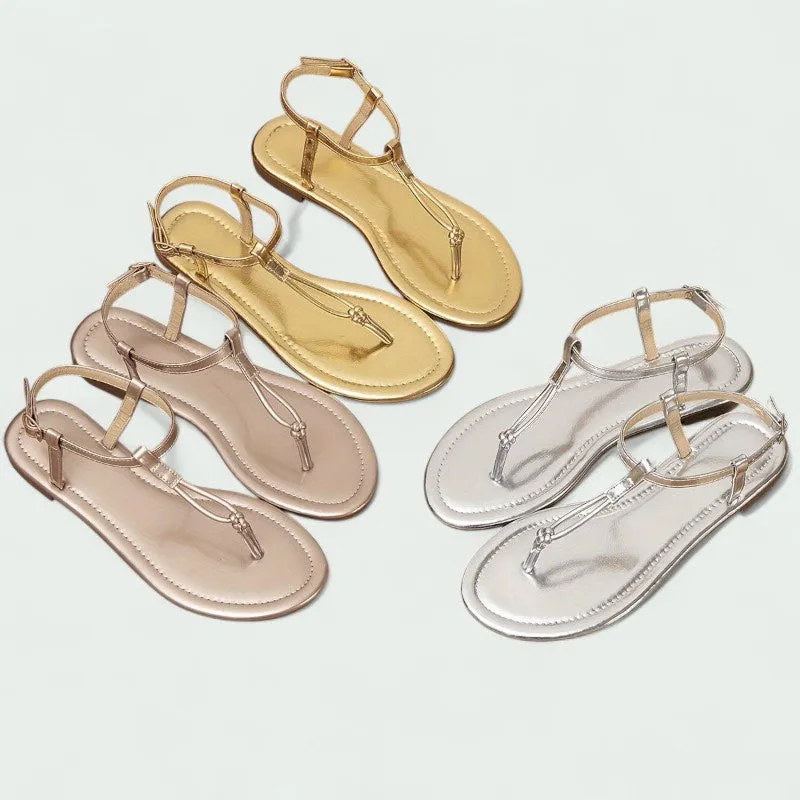 Strazoro | Women's Flat Toe-Post Sandals with Cushioned Sole & Ankle Strap | Lightweight Summer Comfort