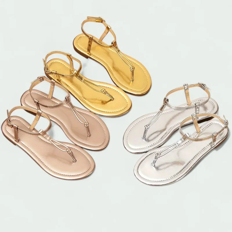 Strazoro | Women's Flat Toe-Post Sandals with Cushioned Sole & Ankle Strap | Lightweight Summer Comfort