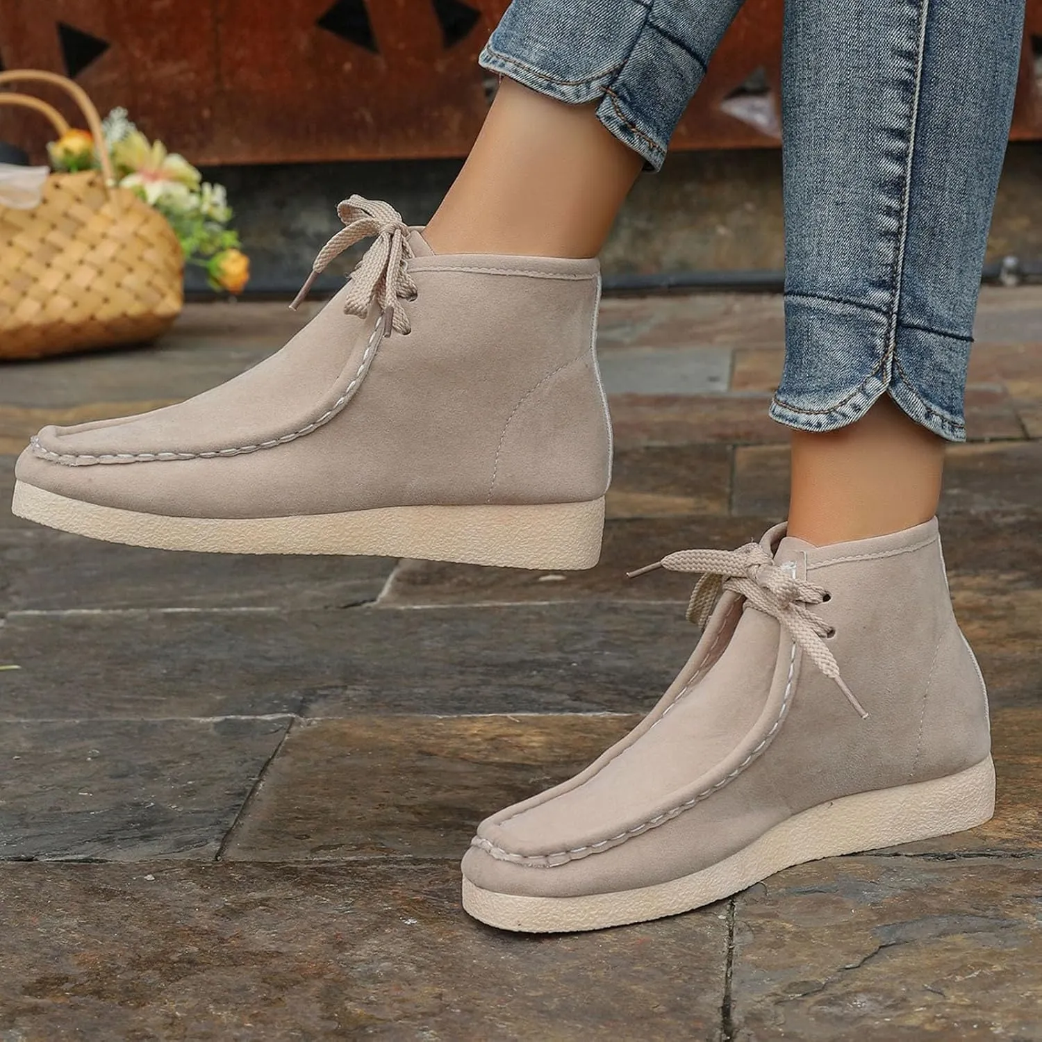 Suede Chukka Boots Women Casual Moccasin Boots Wallabee Boot Shoes Comfort Lightweight Desert Boots Kickers Shoes