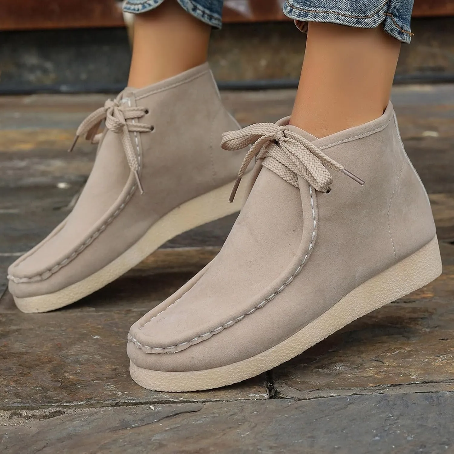 Suede Chukka Boots Women Casual Moccasin Boots Wallabee Boot Shoes Comfort Lightweight Desert Boots Kickers Shoes