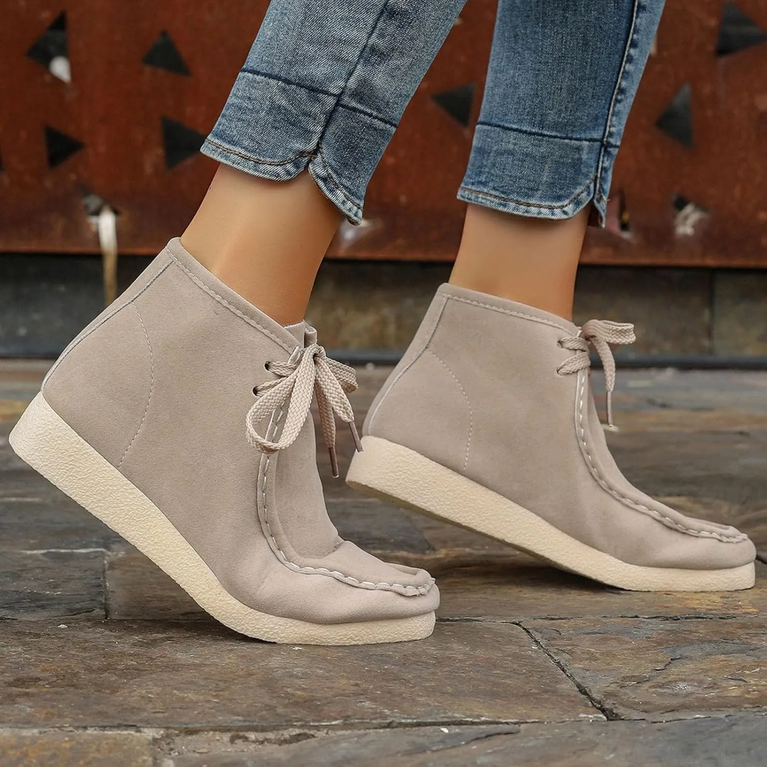 Suede Chukka Boots Women Casual Moccasin Boots Wallabee Boot Shoes Comfort Lightweight Desert Boots Kickers Shoes