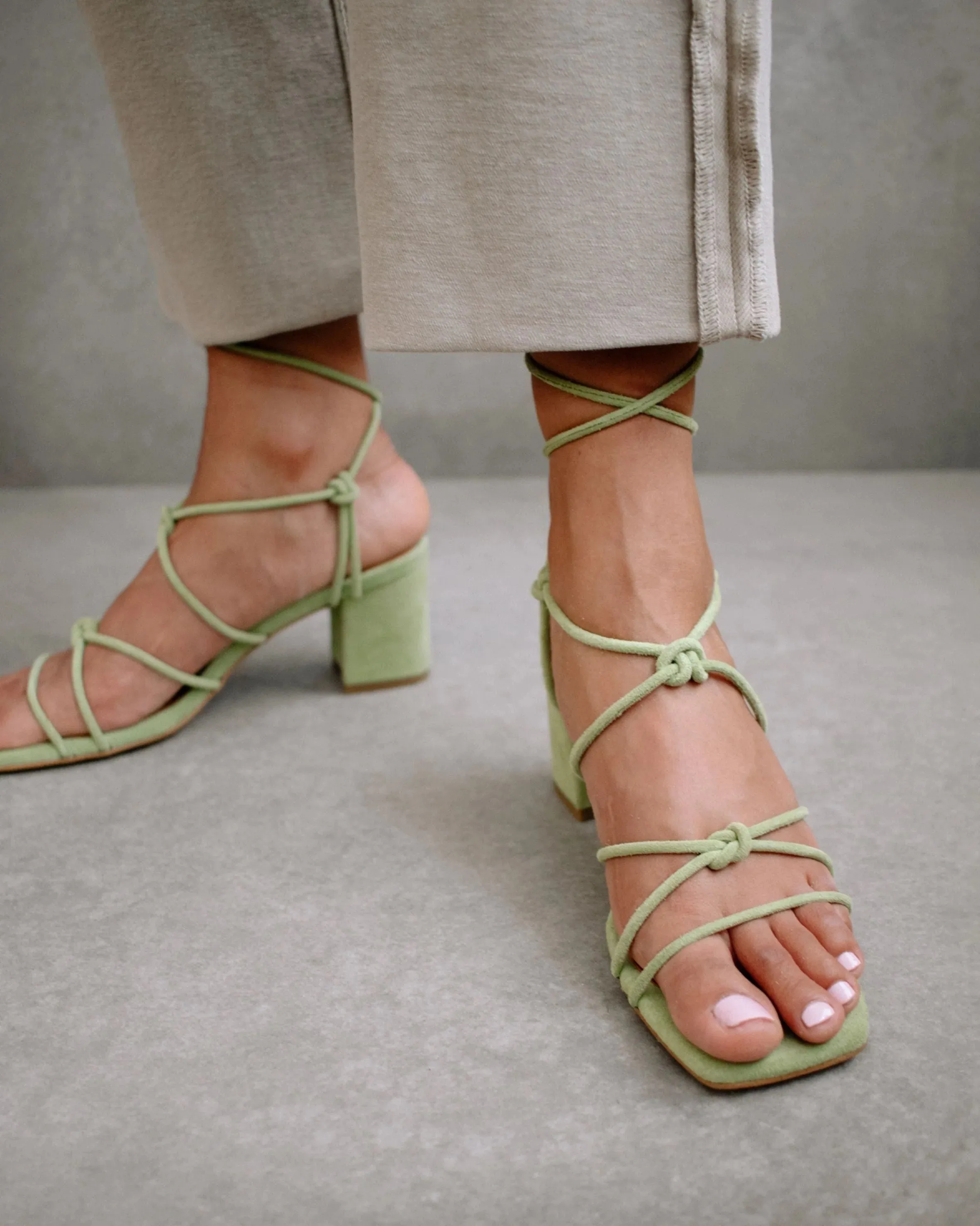 suede sandals - paloma - mint