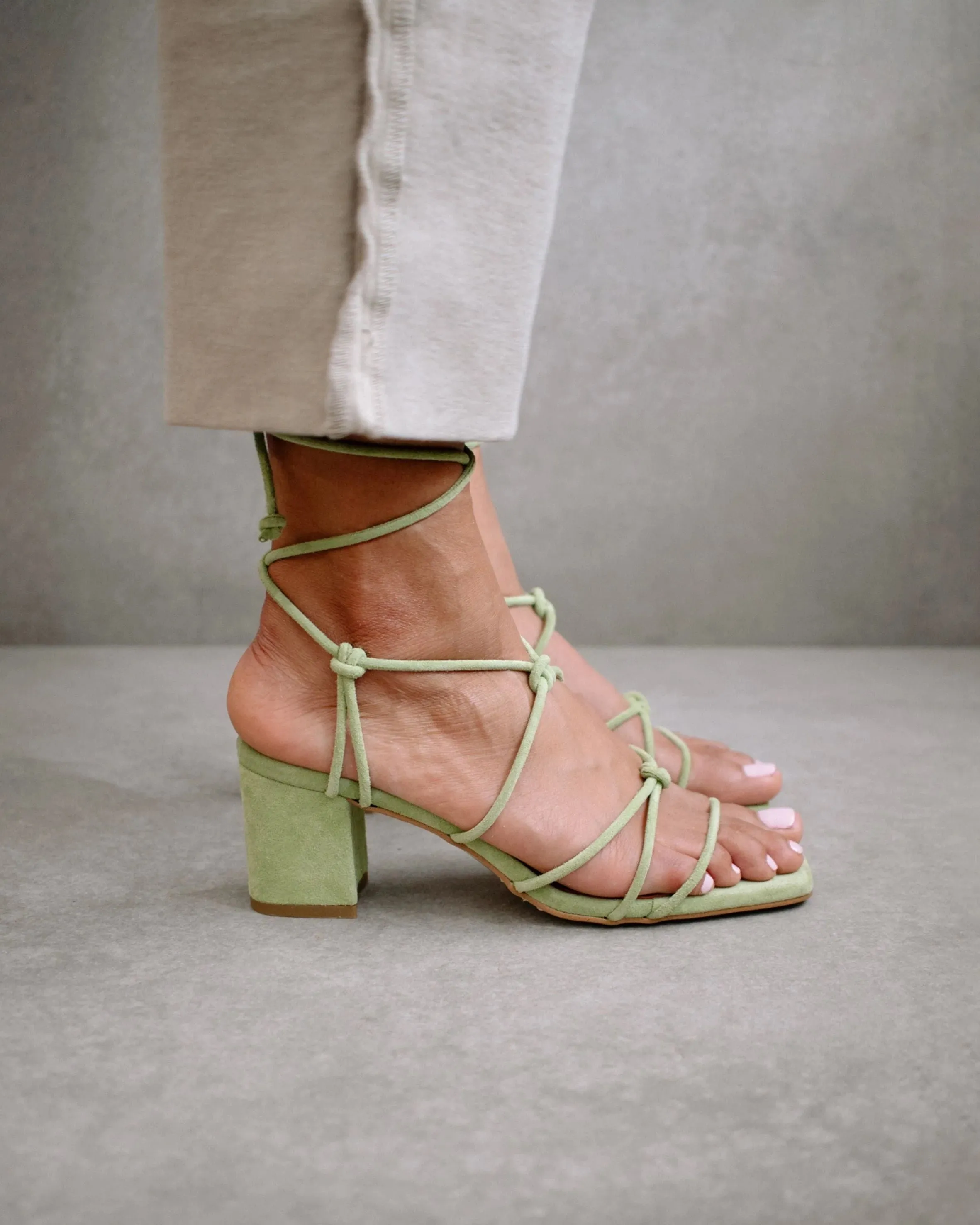 suede sandals - paloma - mint