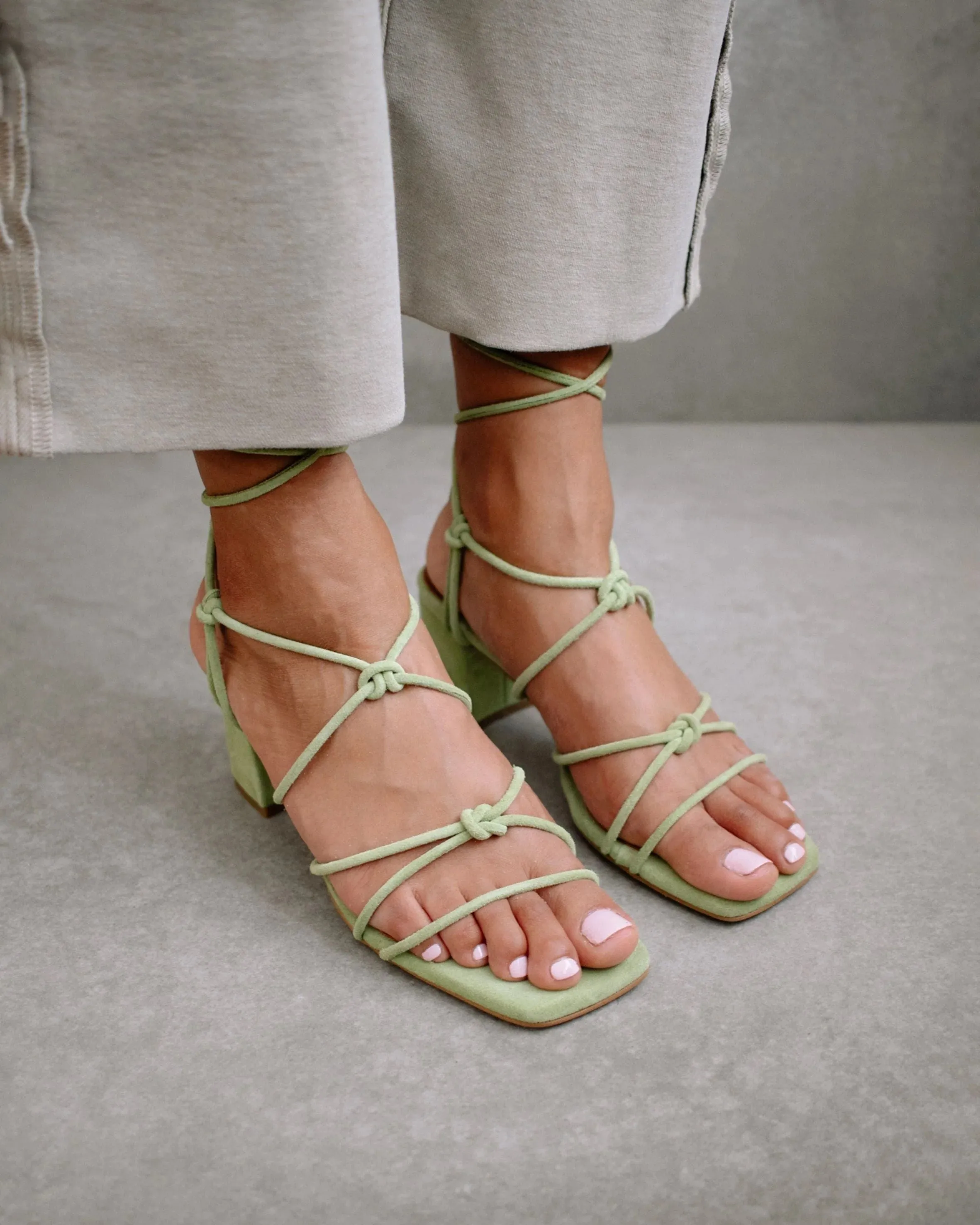 suede sandals - paloma - mint
