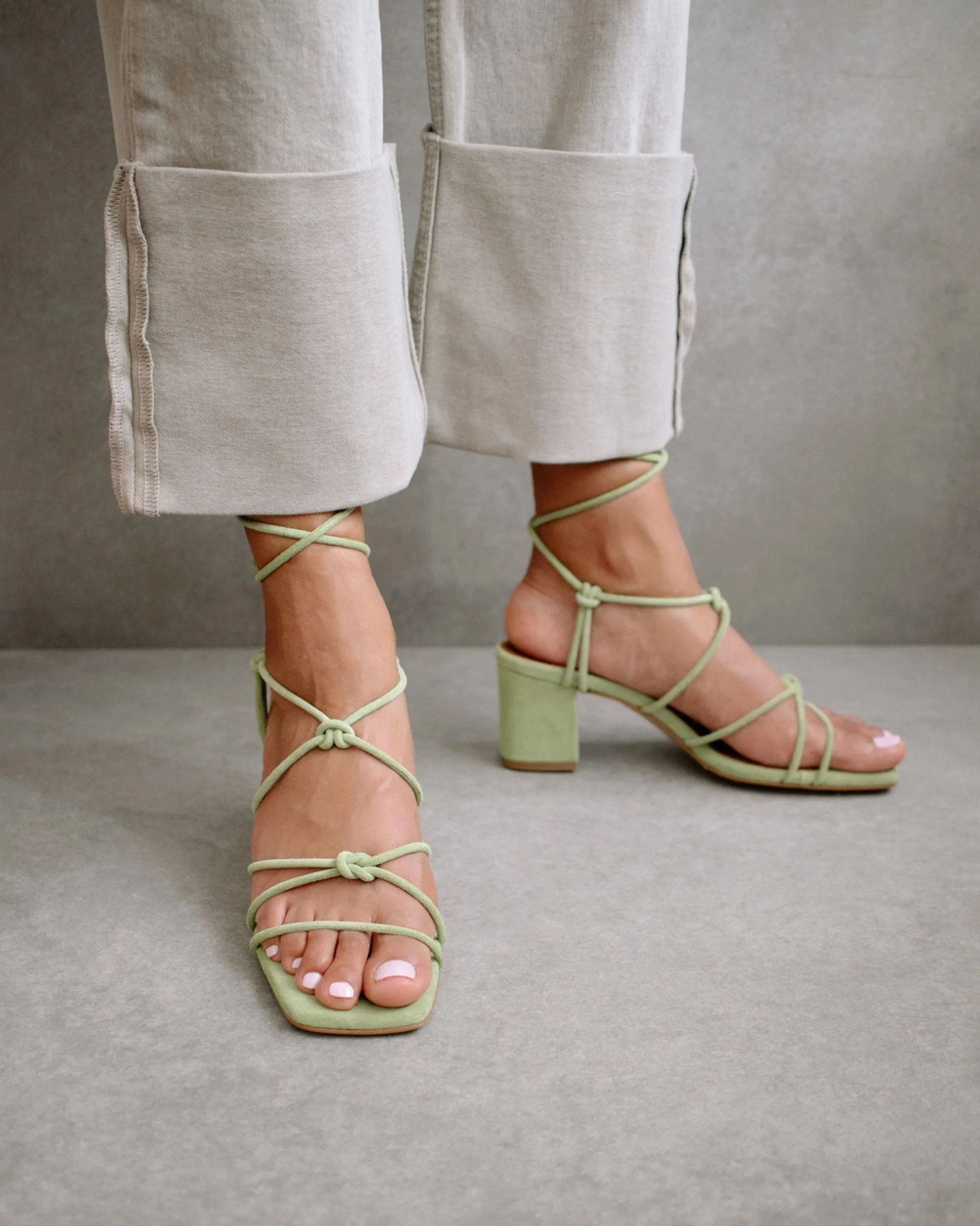 suede sandals - paloma - mint