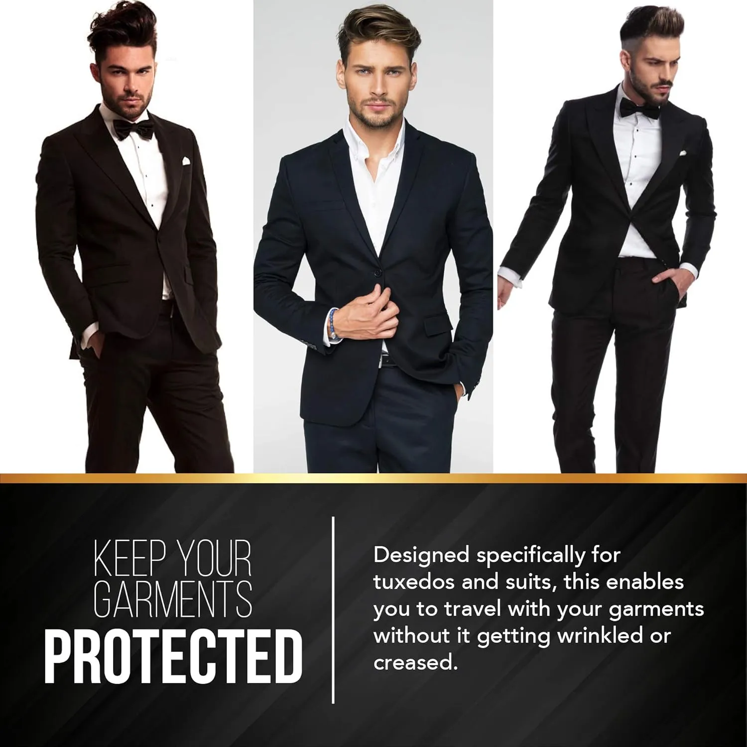 Suit Garment Travel Bags -Lightweight -40" x 24" -Men's Collection by Your Bags (Black)