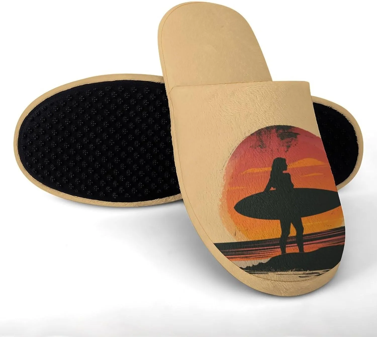 Sunset Beach Surfing Men's Slipper Non Slip Comfortable Winter Warm Home Shoes Indoor Slippers