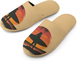 Sunset Beach Surfing Men's Slipper Non Slip Comfortable Winter Warm Home Shoes Indoor Slippers