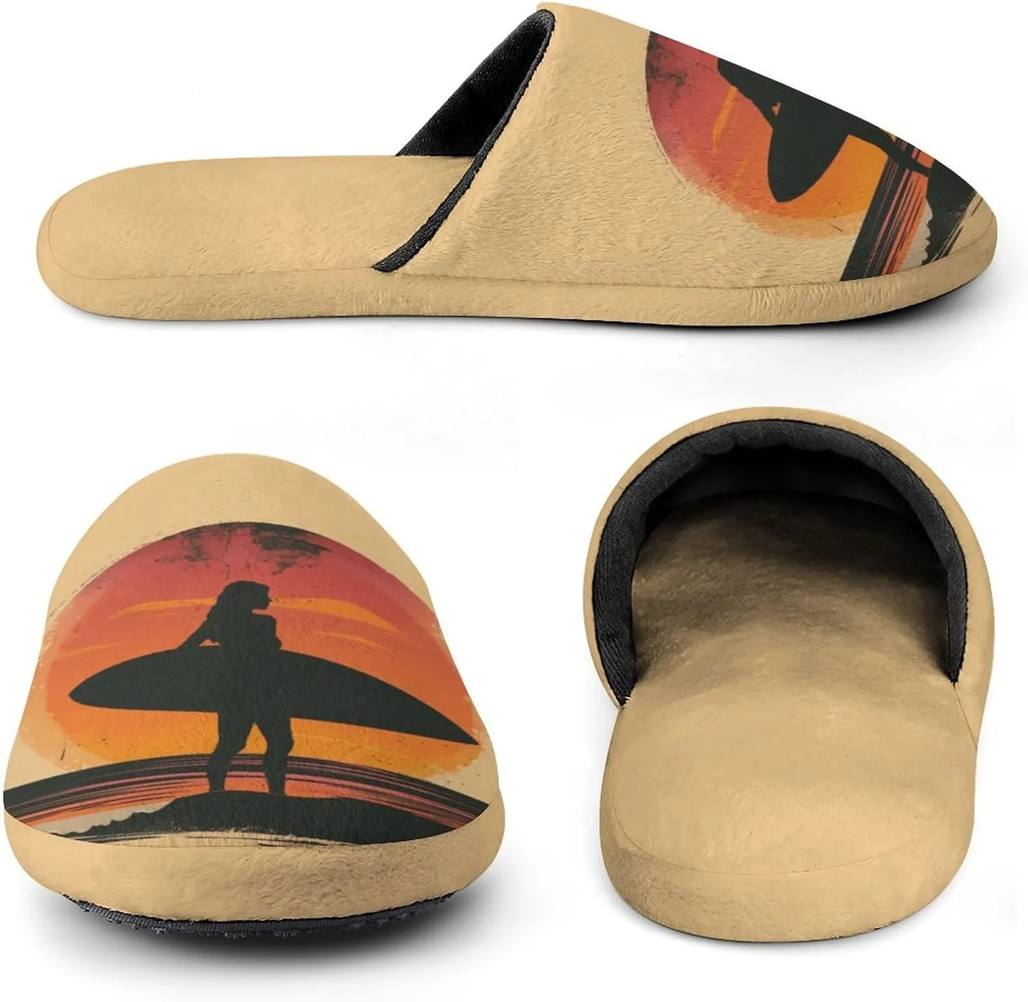 Sunset Beach Surfing Men's Slipper Non Slip Comfortable Winter Warm Home Shoes Indoor Slippers