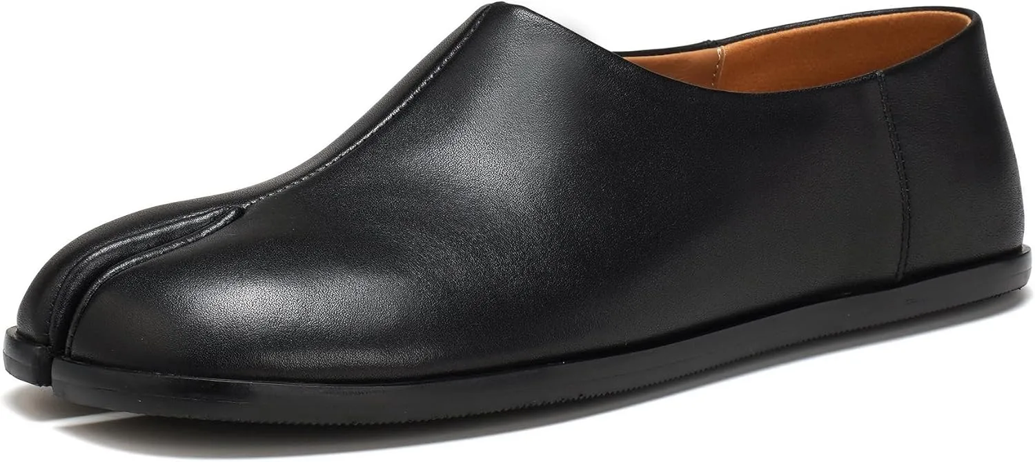 Tabi Shoes Women Flats Leather Slip on Walking Wide Split Toe Babouche Barefoot Moccasins Slipper