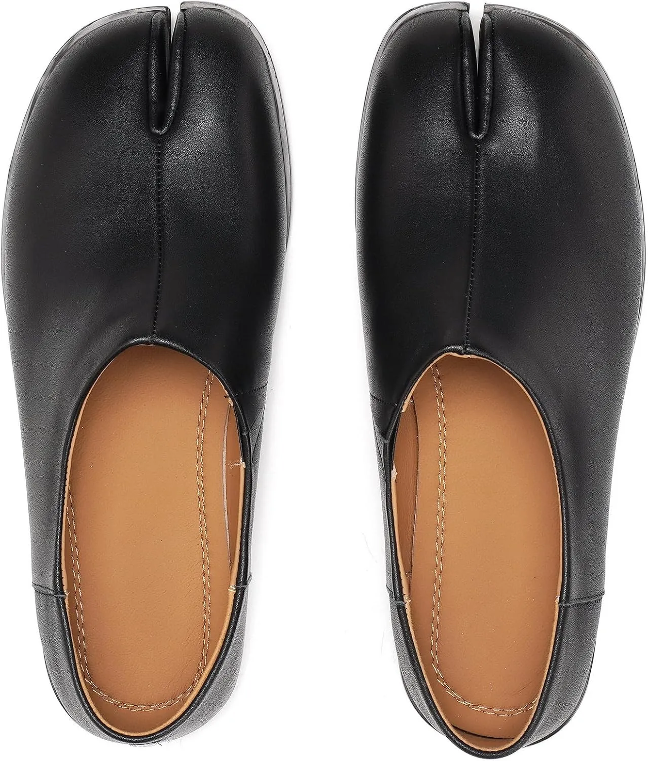 Tabi Shoes Women Flats Leather Slip on Walking Wide Split Toe Babouche Barefoot Moccasins Slipper