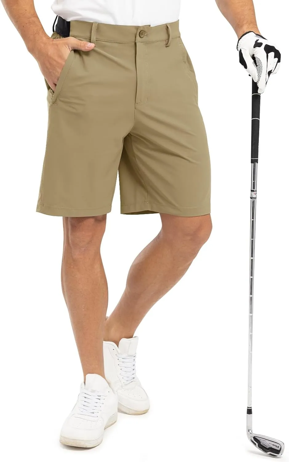 TBMPOY Men's 9" Golf Shorts Quick Dry Casual Shorts Dress Shorts Flat Front Stretch Lightweight for Work Business Travel