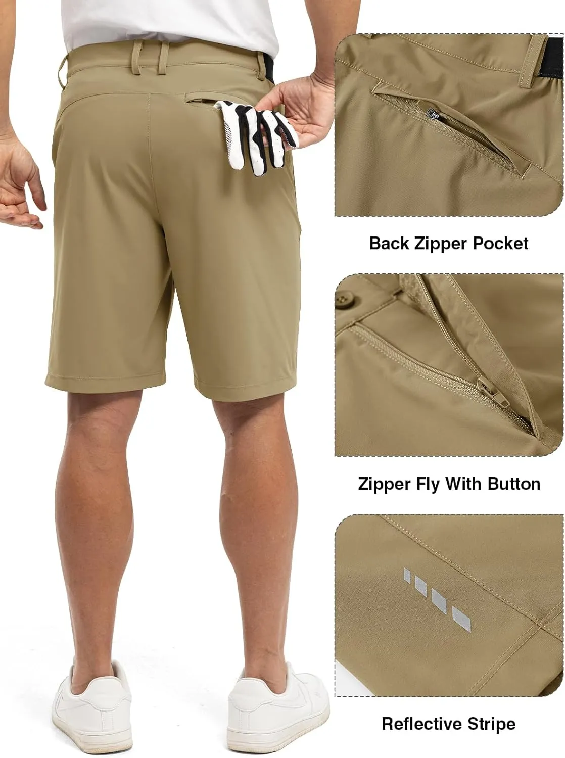 TBMPOY Men's 9" Golf Shorts Quick Dry Casual Shorts Dress Shorts Flat Front Stretch Lightweight for Work Business Travel
