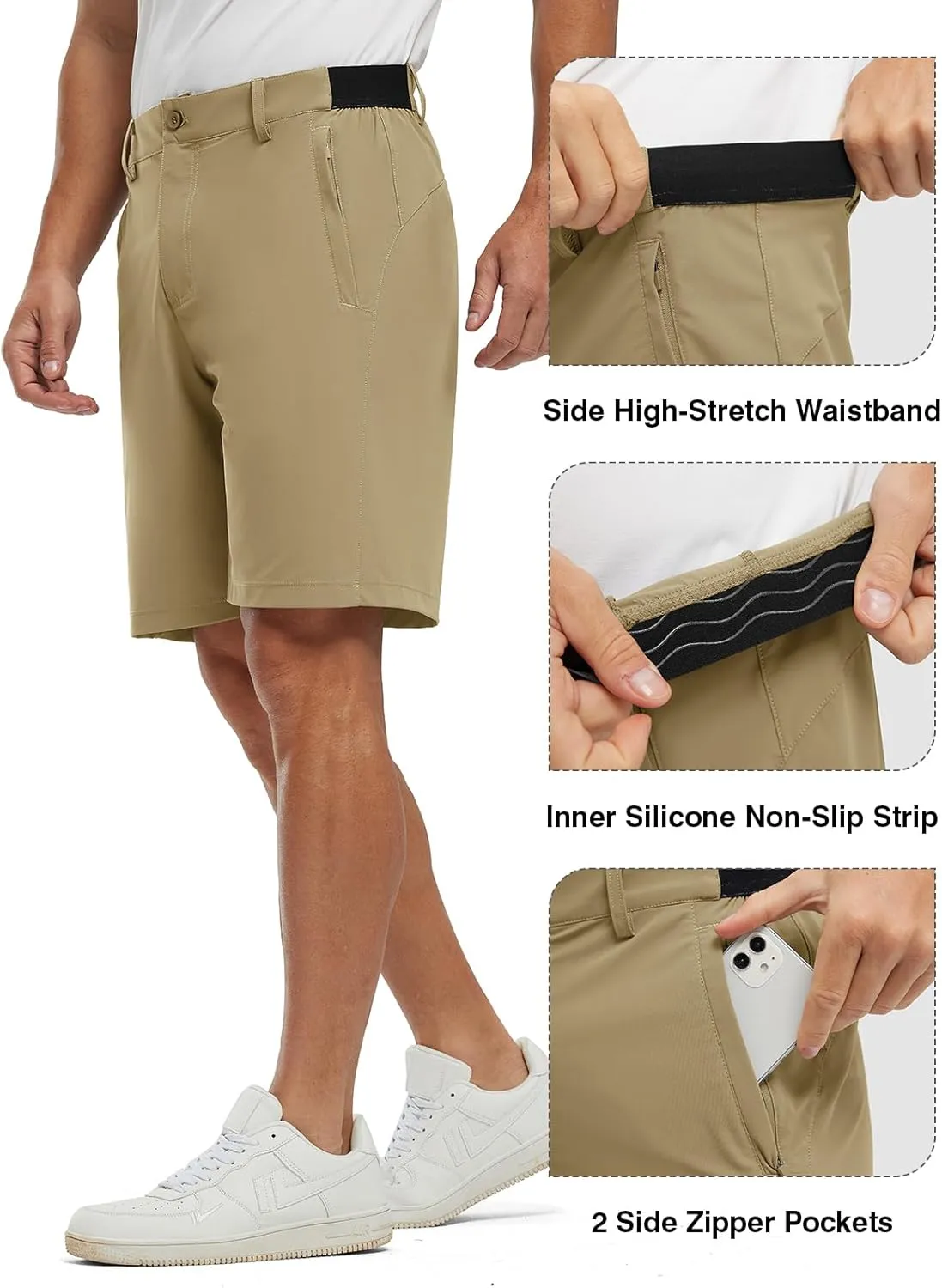 TBMPOY Men's 9" Golf Shorts Quick Dry Casual Shorts Dress Shorts Flat Front Stretch Lightweight for Work Business Travel