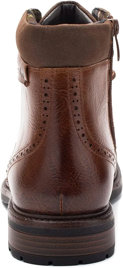 Temeshu Men's Oxford Ankle Boots Lace-Up Side Zip Fashion Casual Dress Boot Cap Toe Motorcycle Boots MS06