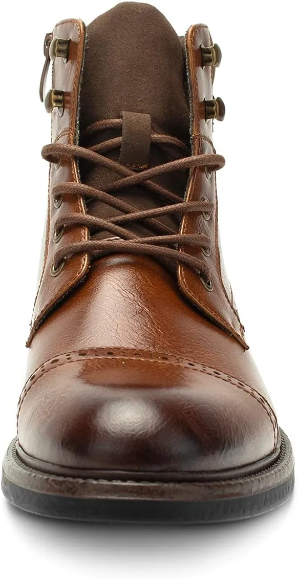 Temeshu Men's Oxford Ankle Boots Lace-Up Side Zip Fashion Casual Dress Boot Cap Toe Motorcycle Boots MS06