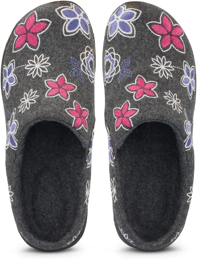 Therafit Angela Women's Arch Support Wool Clog Slip-On, Slipper - comfort, protection and relief from arch pain, heel pain, plantar fasciitis, pronation and other foot pain symptoms