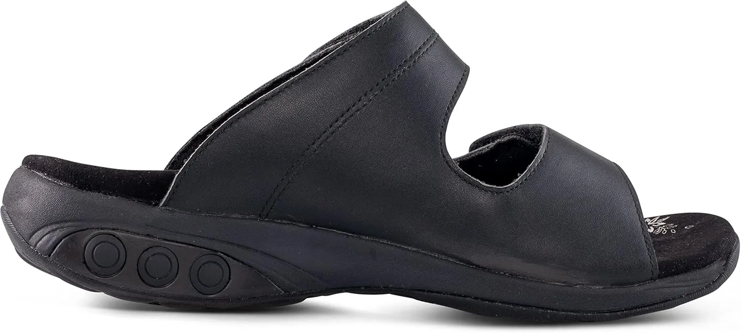 Therafit Eva Women's Leather Adjustable Strap Slip On Sandal - Special Edition - for Plantar Fasciitis/Foot Pain