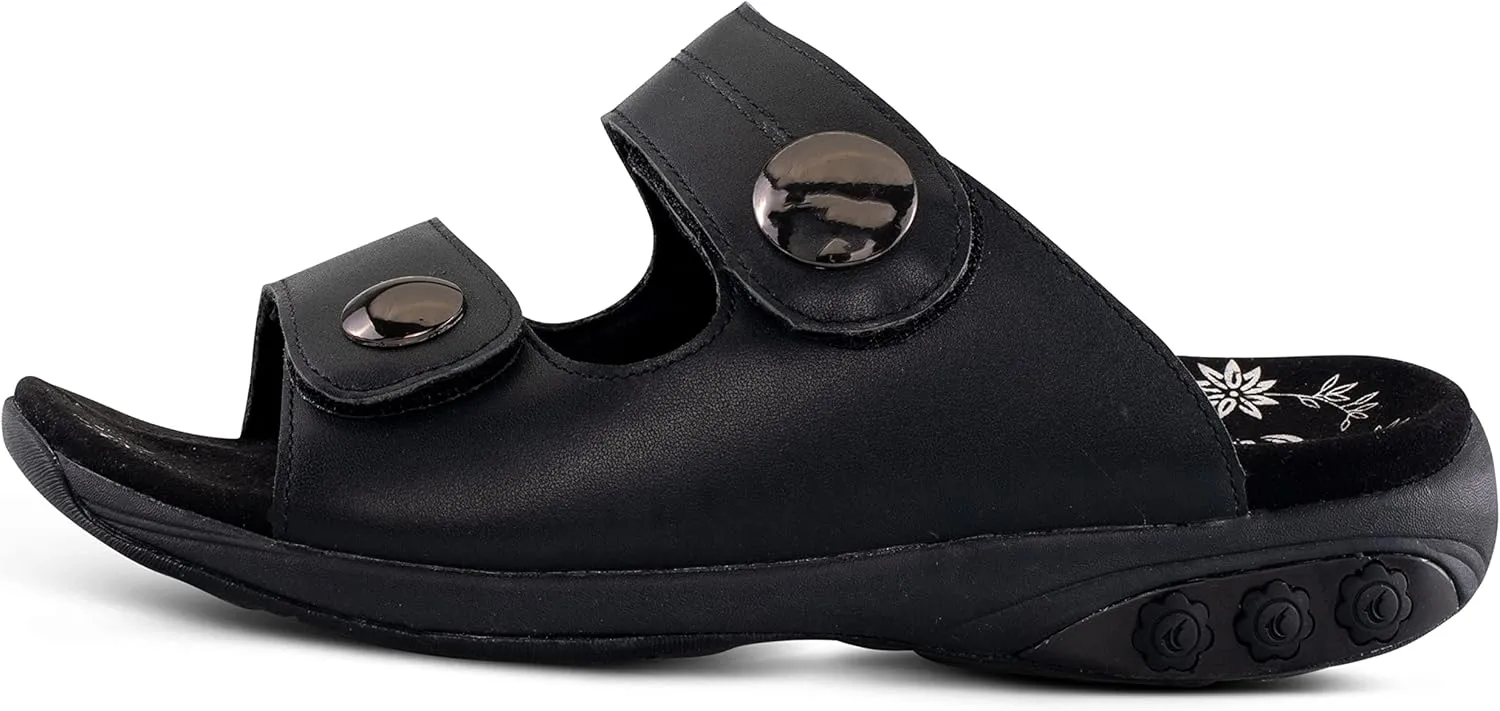 Therafit Eva Women's Leather Adjustable Strap Slip On Sandal - Special Edition - for Plantar Fasciitis/Foot Pain