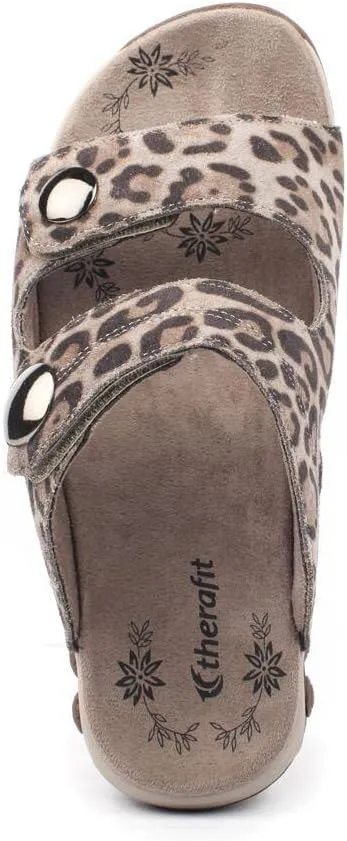 Therafit Eva Women's Leather Adjustable Strap Slip On Sandal - Special Edition - for Plantar Fasciitis/Foot Pain