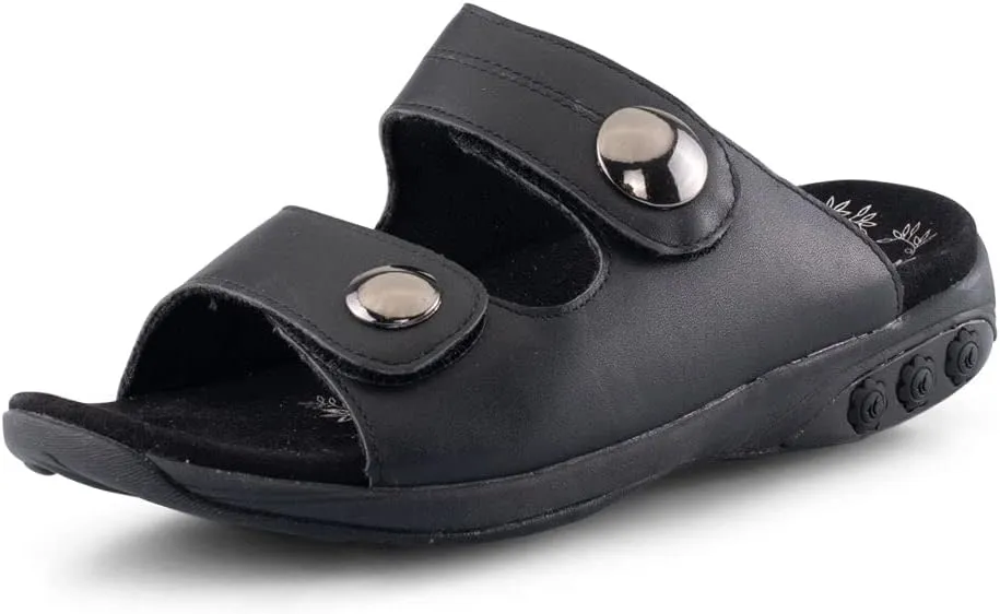 Therafit Eva Women's Leather Adjustable Strap Slip On Sandal - Special Edition - for Plantar Fasciitis/Foot Pain