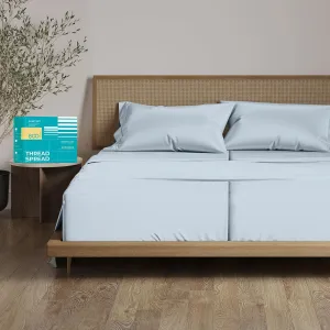 THREAD SPREAD 100% Egyptian Cotton Split King Sheets Sets for Adjustable Bed - 800 Thread Count 5 PC Top Split King Sheet for Sleep Number Bed, Soft Cooling Sheets, Fits Mattress upto 18" - Light Blue