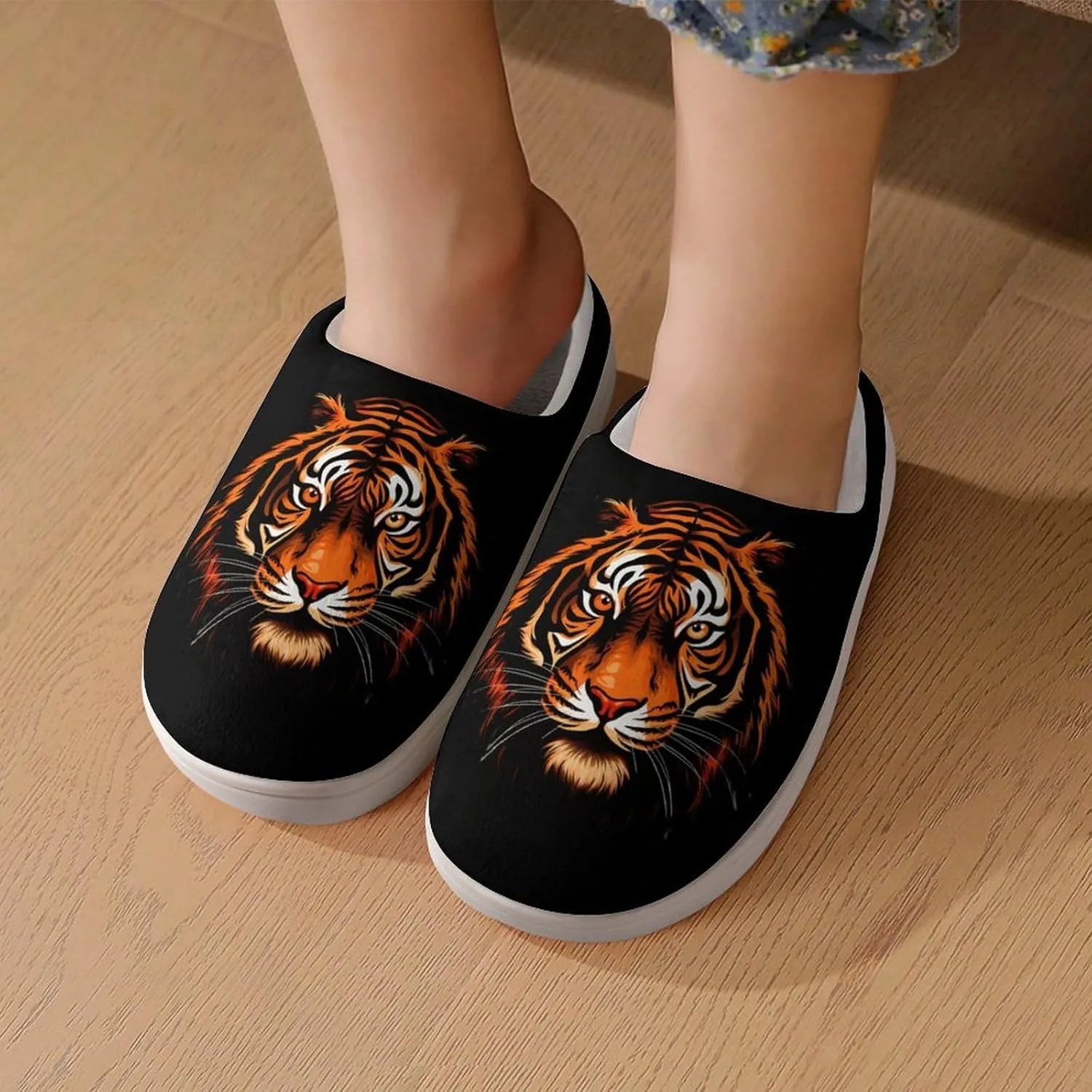 Tiger Kids Slippers for Girls Boys Winter Warm Plush Slip On House Slippers for Indoor Outdoor