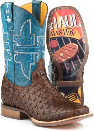 Tin Haul Men's Grill Master Western Boot Broad Square Toe - 14-020-0077-0425 BR 11.5 EE US Brown