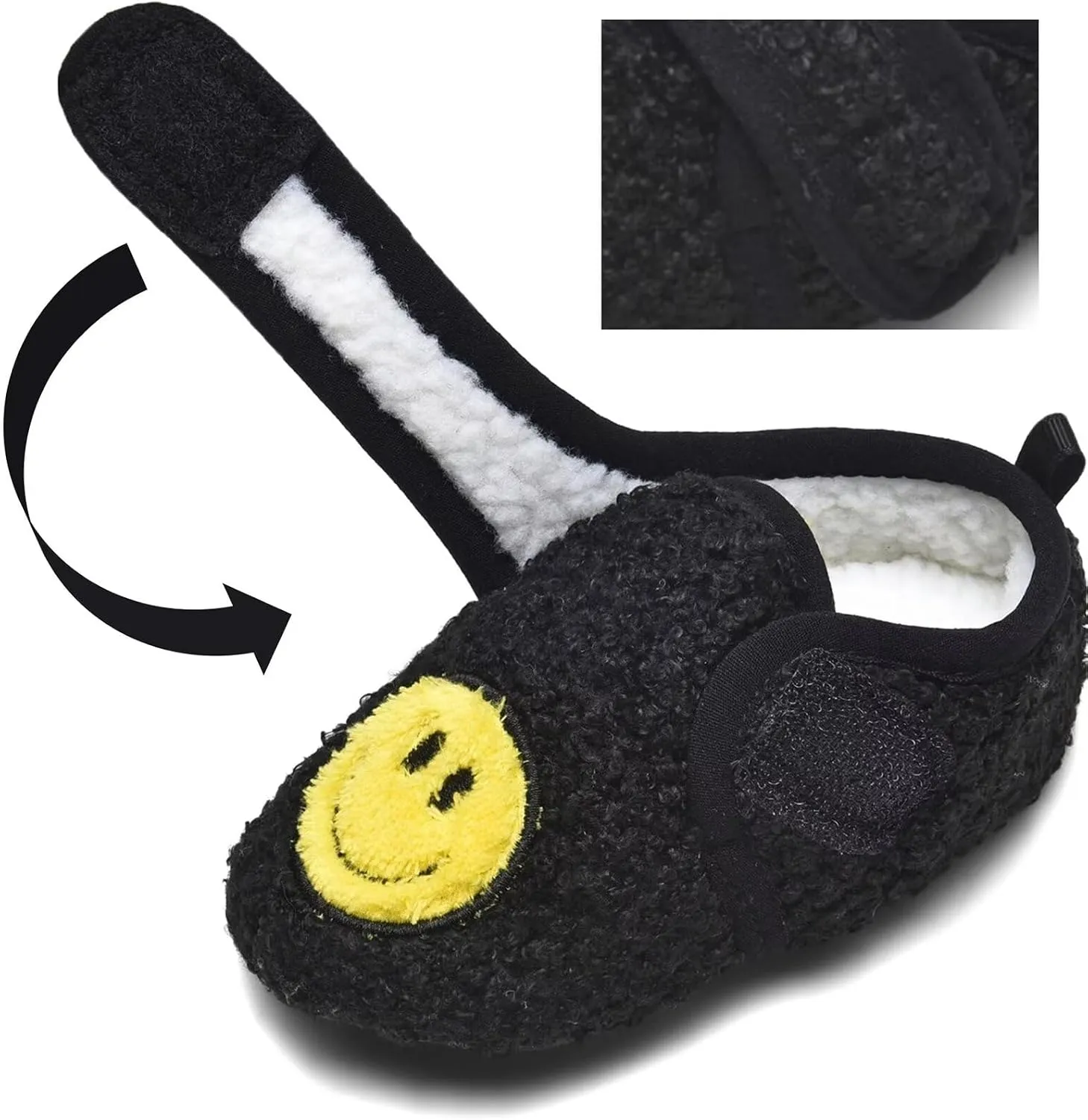 Toddler Smiley Face Slippers Boys Girls House Indoor Non Slip Shoes Warm Cozy Socks for Baby Kids