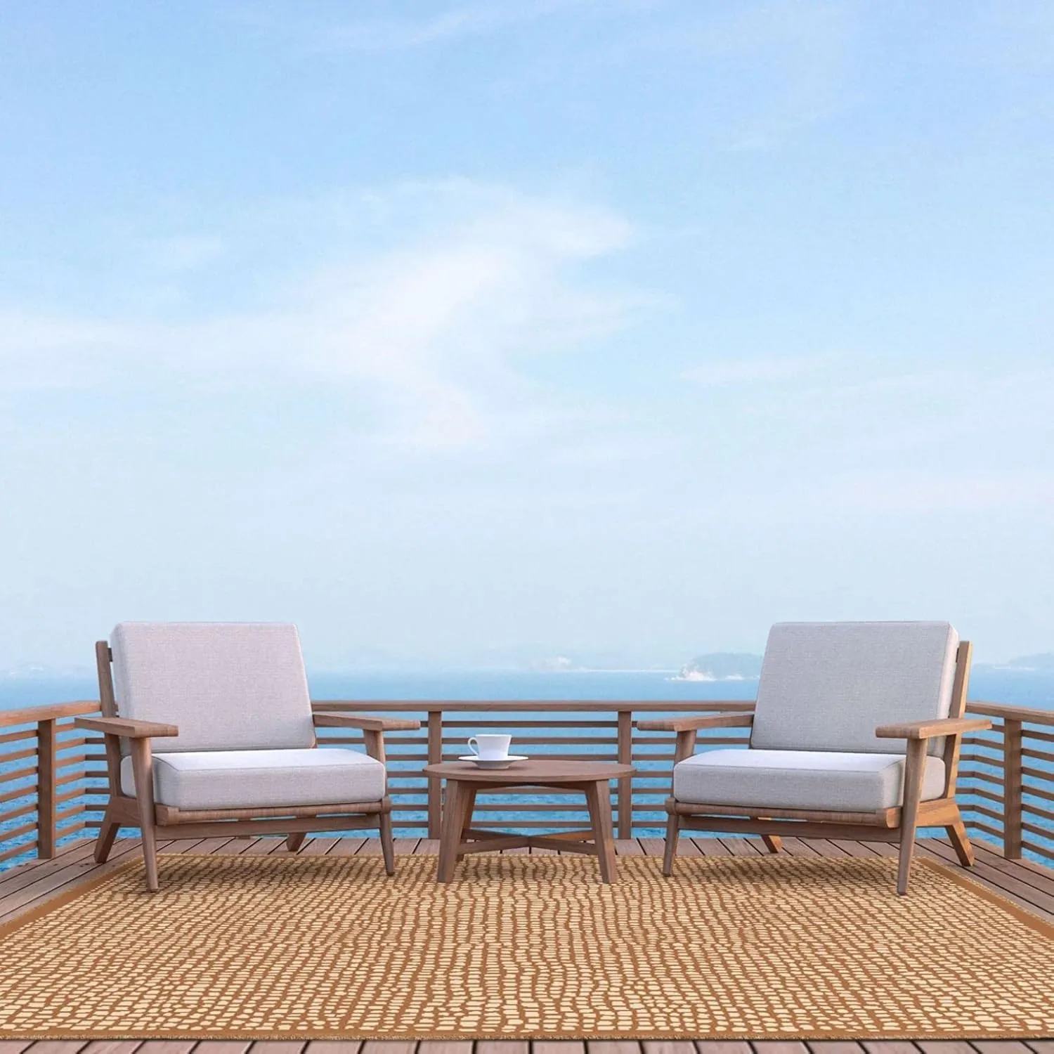Tommy Bahama Marlin Transitional Indoor/Outdoor Area Rug, Brown, 5'3"x7'3"