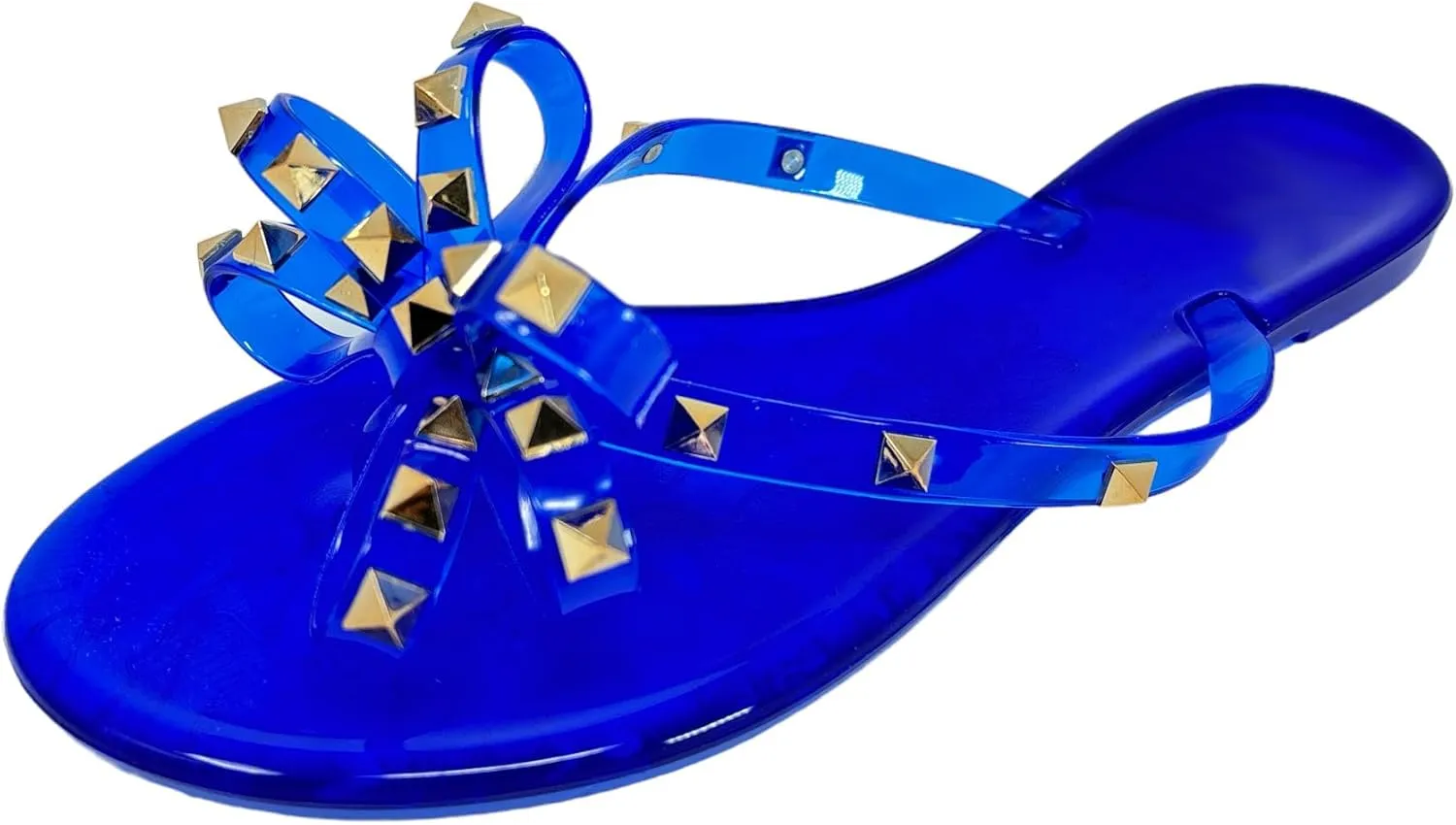 TOP Moda Womens Studded Jelly Flip Flops Sandals with Bow