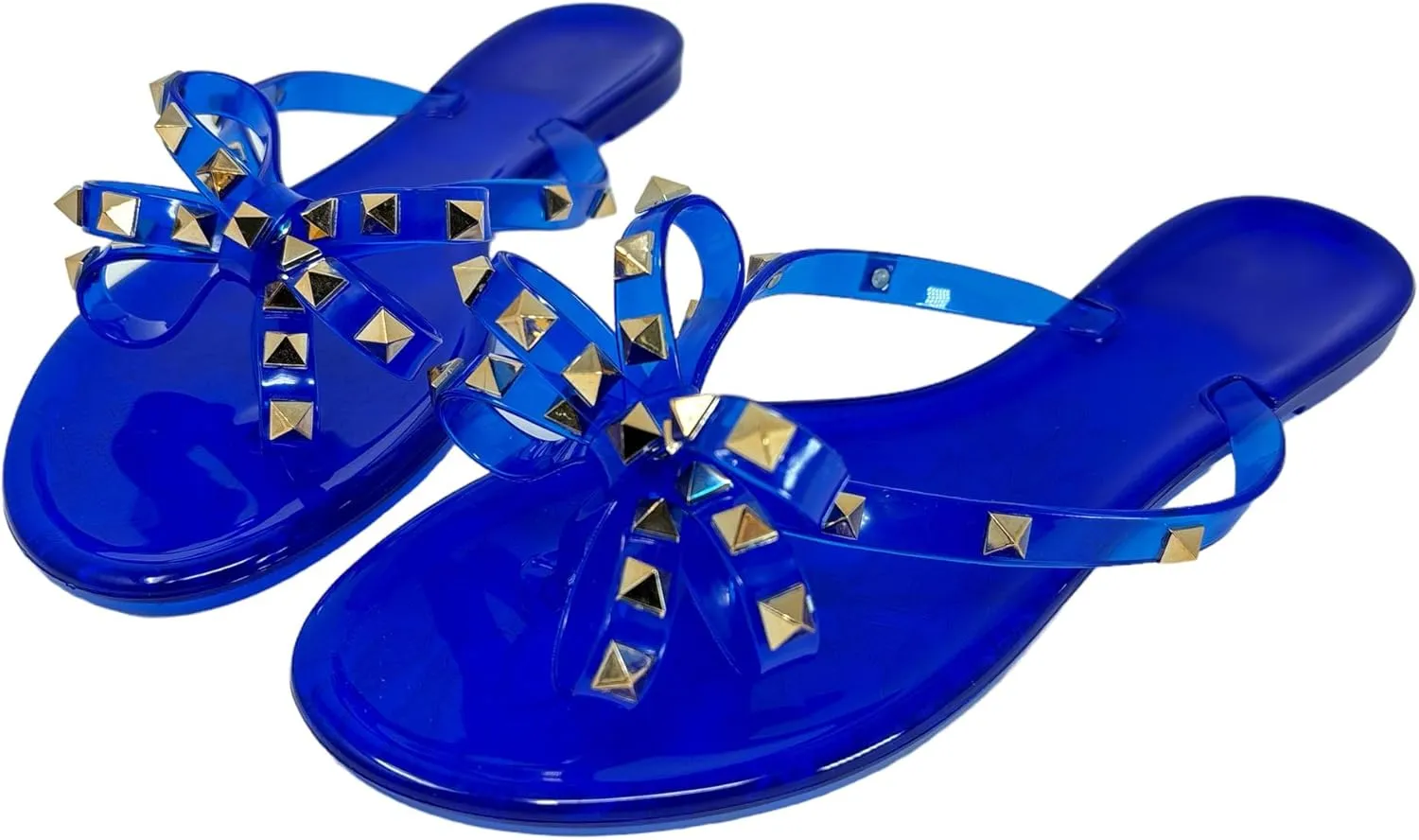 TOP Moda Womens Studded Jelly Flip Flops Sandals with Bow