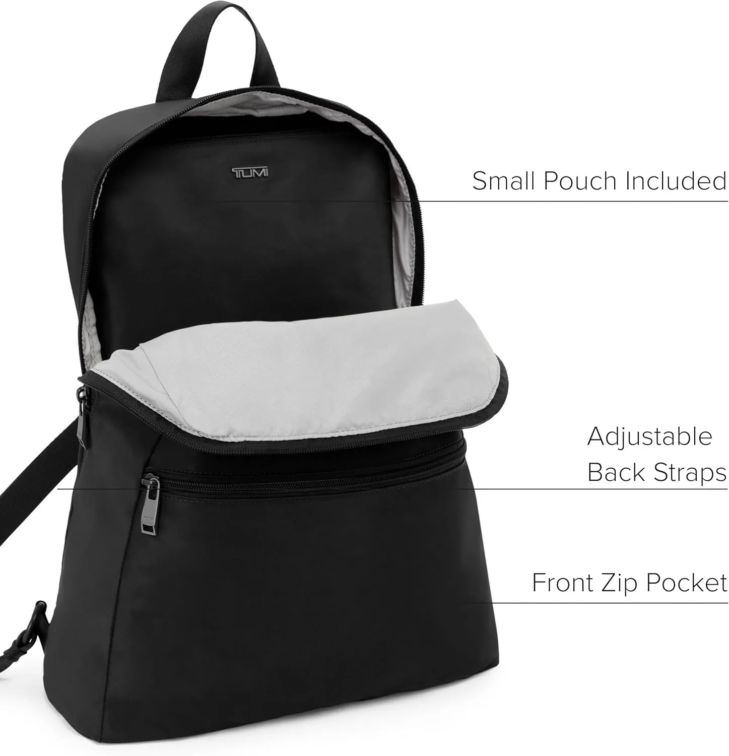 TUMI - Just In Case Foldable Backpack - Lightweight, Compact Travel Backpack - For One Bag Travel - 15.5" X 12.3" X 4.5" - Black with Gunmetal Hardware