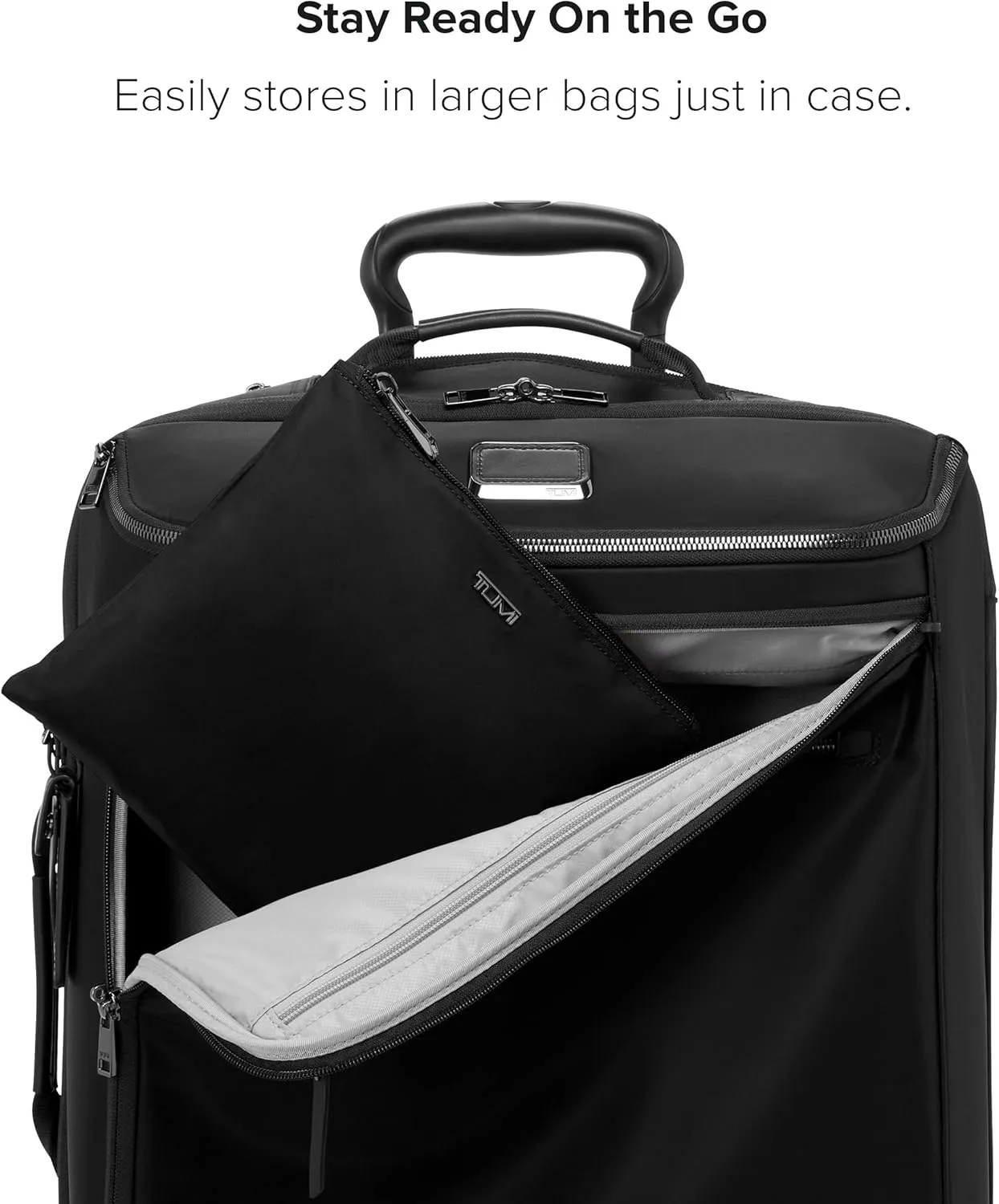 TUMI - Just In Case Foldable Backpack - Lightweight, Compact Travel Backpack - For One Bag Travel - 15.5" X 12.3" X 4.5" - Black with Gunmetal Hardware