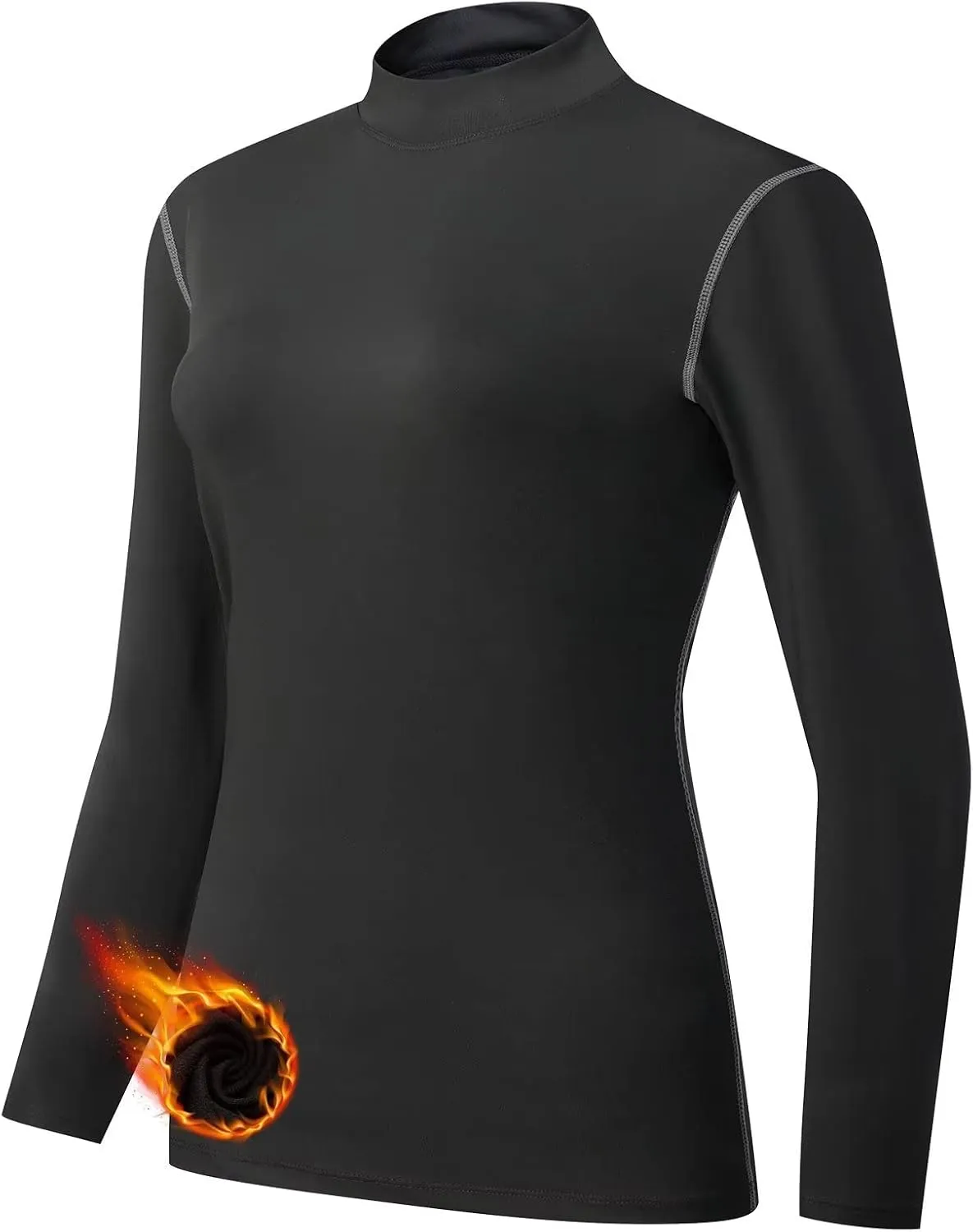 Turtleneck Base Layer for Skiing Hiking Women Cold Weather Fleece Thermal Shirt for Workout Running High Wicking
