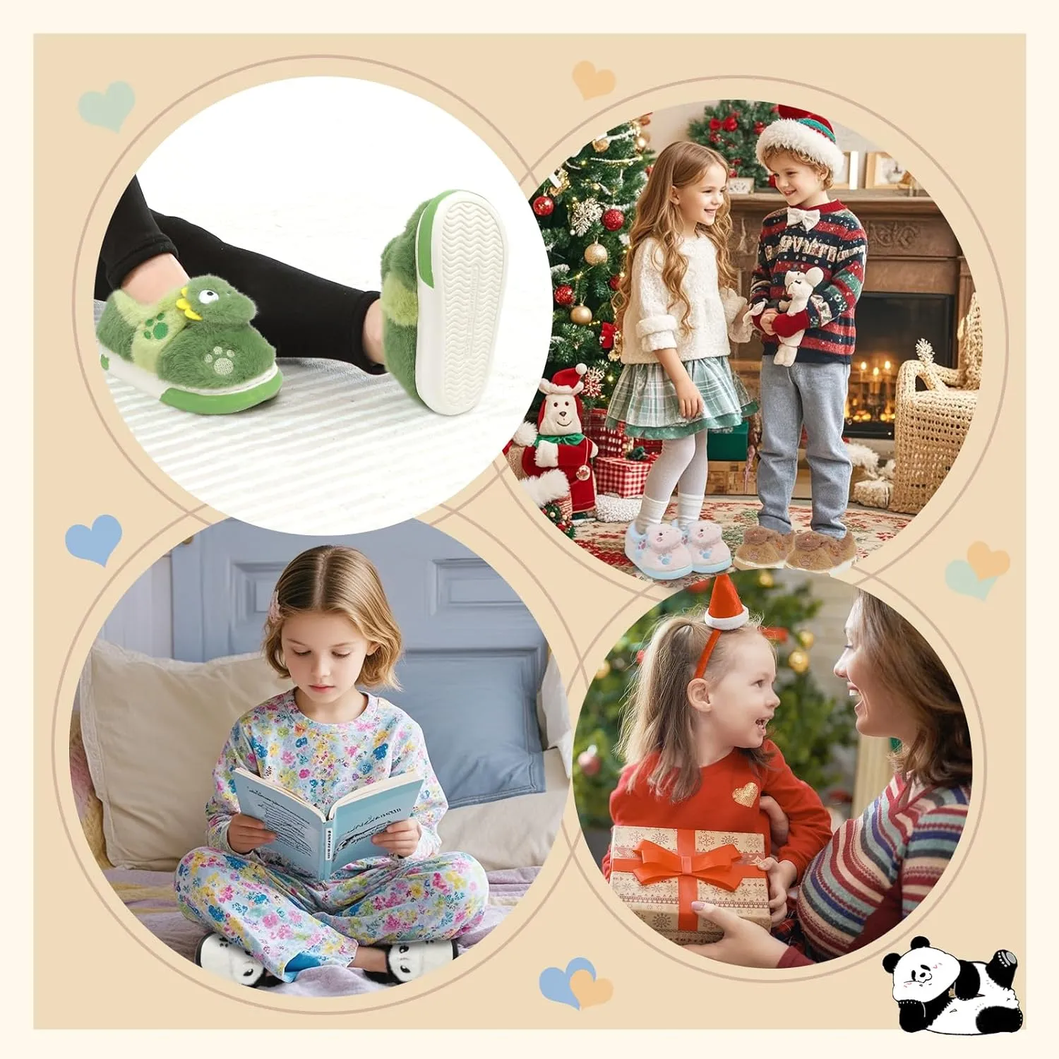 TXJ Sports Toddler Slippers for Girls Boys Soft Plush House Slippers Kids Winter Fuzzy Slipper Indoor Cozy Cute Shoes
