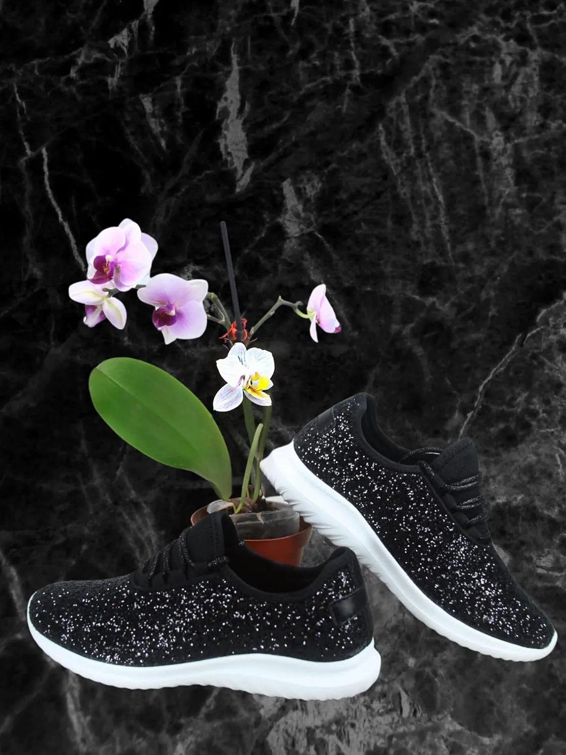 TZ Lotus-08 Women's Comfort Slip On Fashion Color Glitter Walking Runing Flat Heel Sneakers Shoes